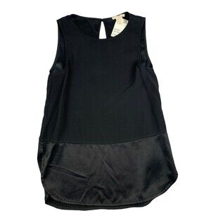 H&M Crew Neck Tank Top, Black Viscose Blouse, Women's Size 2, NEW